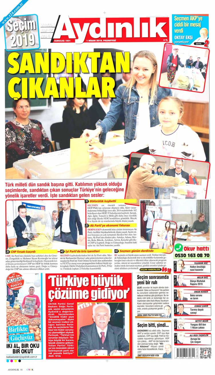 Günün Ulusal Gazete Manşetleri - 01 04 2019 2