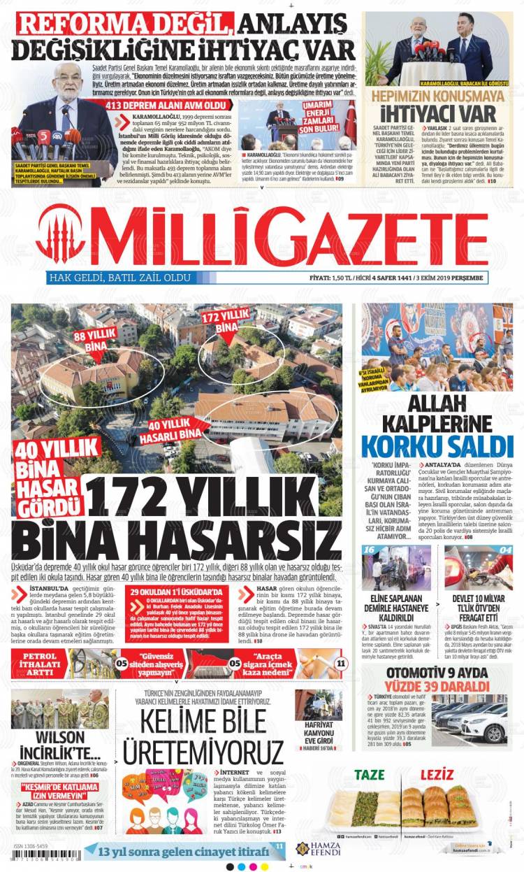 Günün Ulusal Gazete Manşetleri - 03 10 2019 7