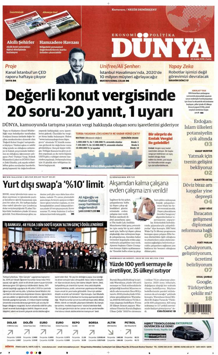 Günün Ulusal Gazete Manşetleri - 20 12 2019 5