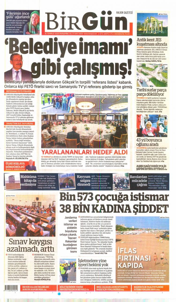 Günün Ulusal Gazete Manşetleri - 16 07 2020 3