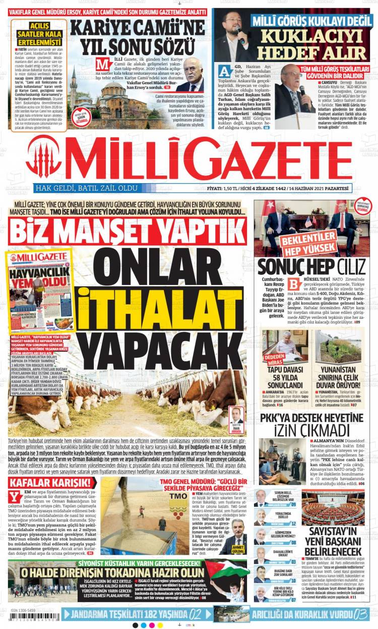 Günün Ulusal Gazete Manşetleri - 14 06 2021 11