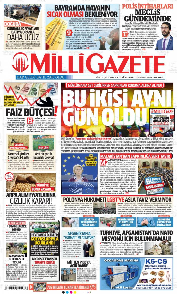 Günün Ulusal Gazete Manşetleri - 18 07 2021 11