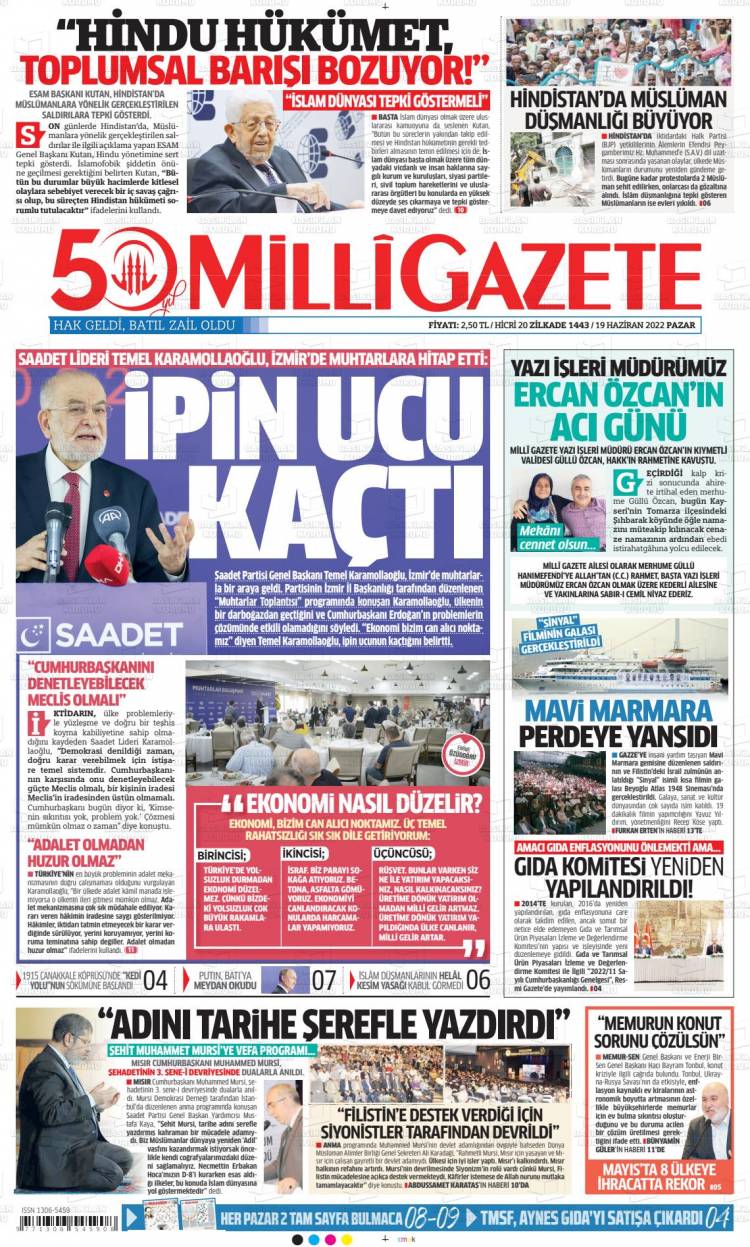 Günün Ulusal Gazete Manşetleri - 19 06 2022 11