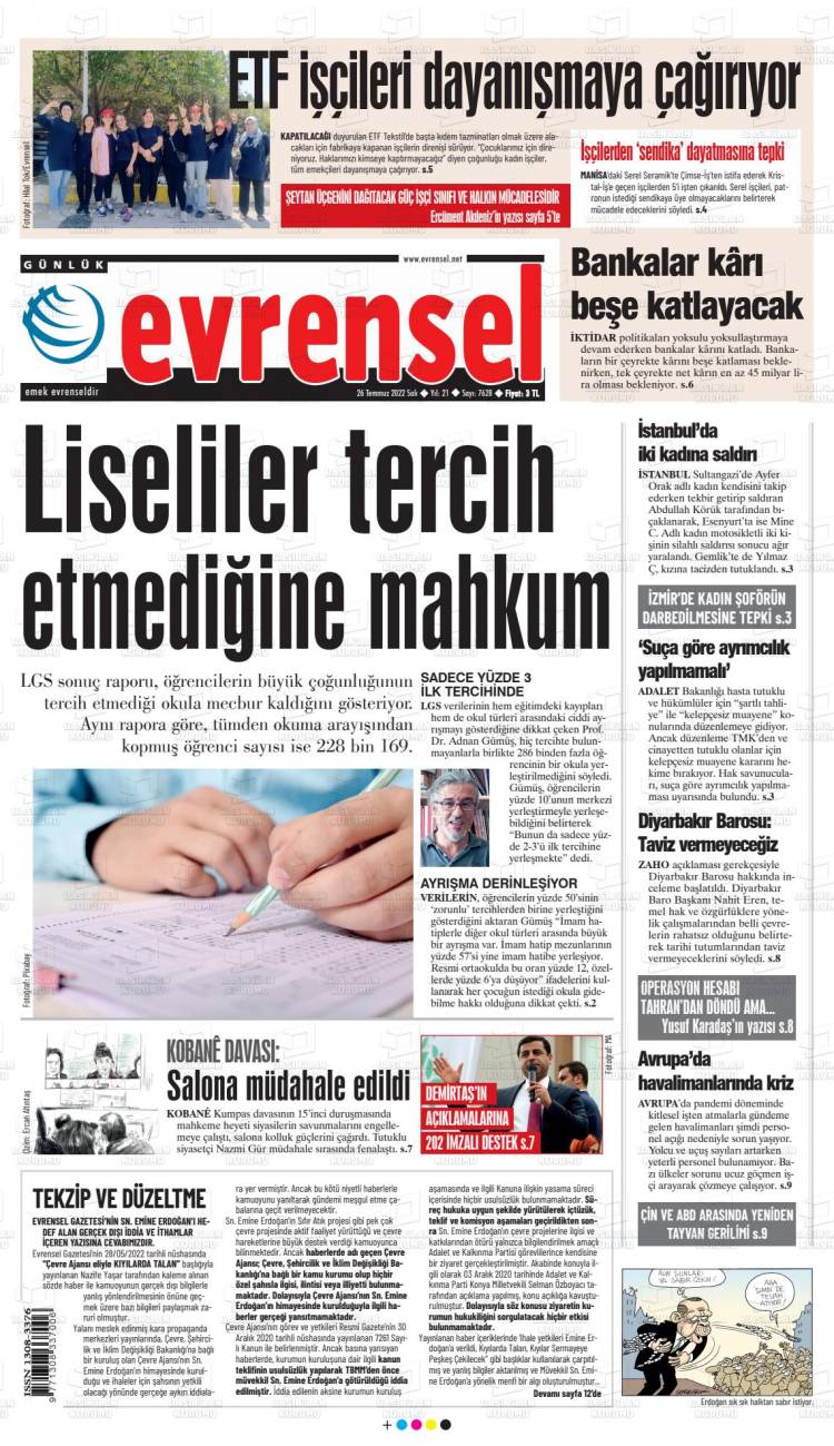 Günün Ulusal Gazete Manşetleri - 27 07 2022 7