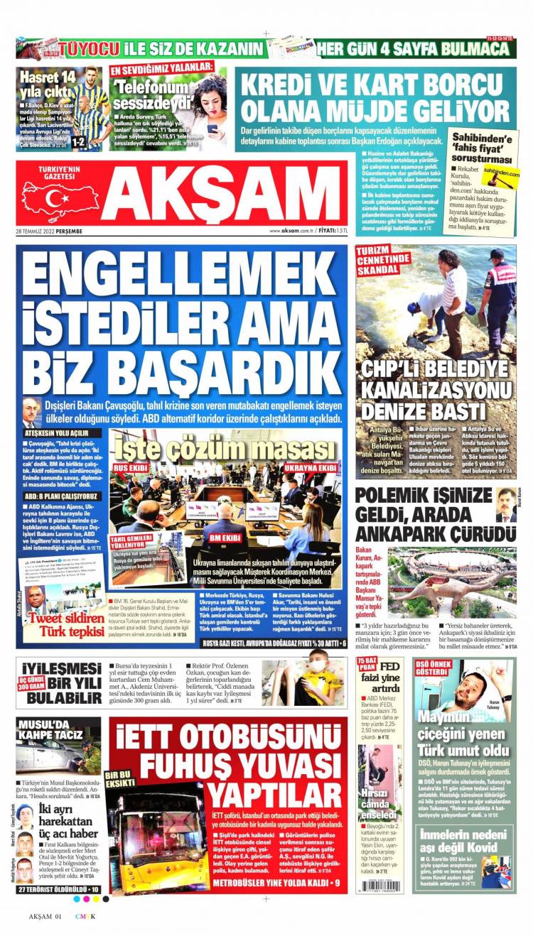 Günün Ulusal Gazete Manşetleri - 28 07 2022 2