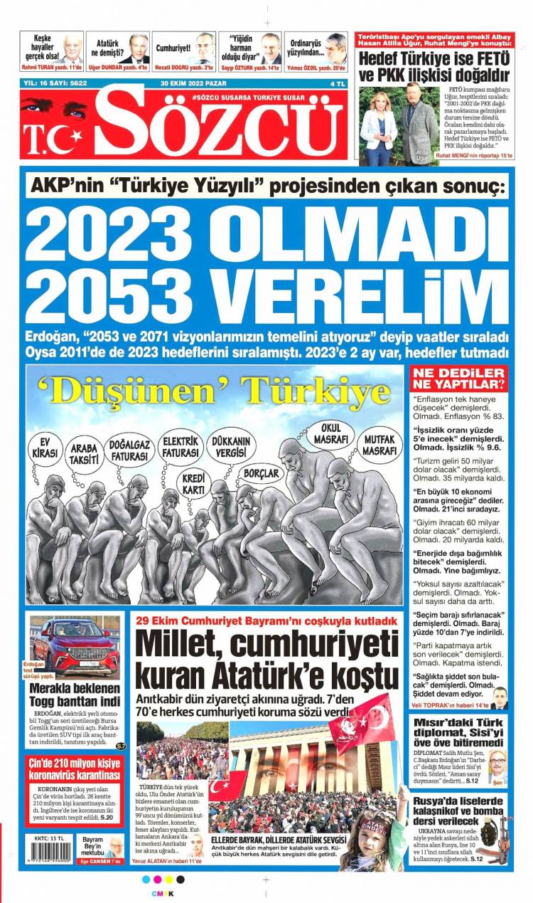 Günün Ulusal Gazete Manşetleri - 30 10 2022 16