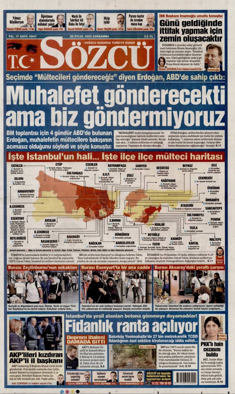 Günün Ulusal Gazete Manşetleri - 20 09 2023 16