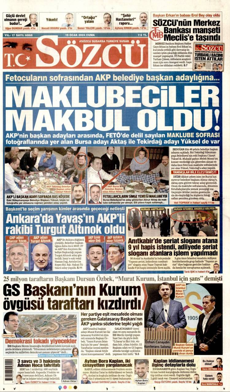 Günün Ulusal Gazete Manşetleri - 19 01 2024 16