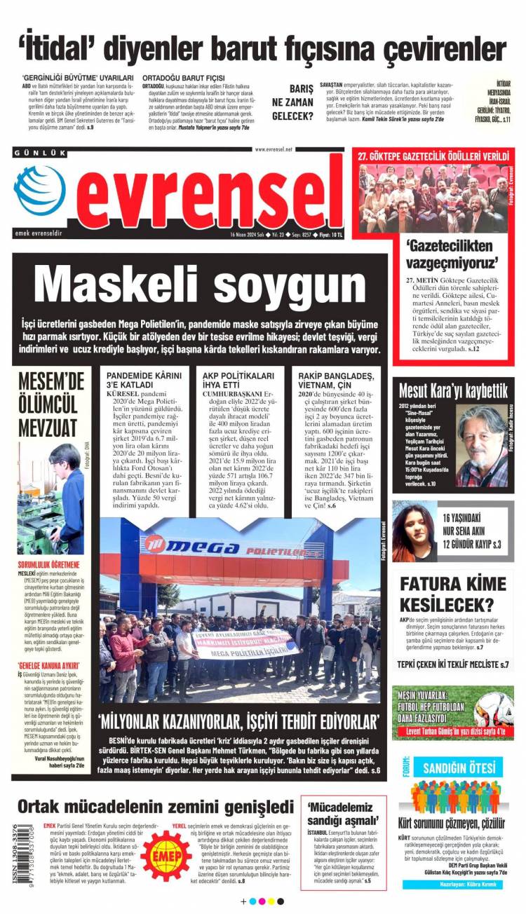 Günün Ulusal Gazete Manşetleri - 16 04 2024 7