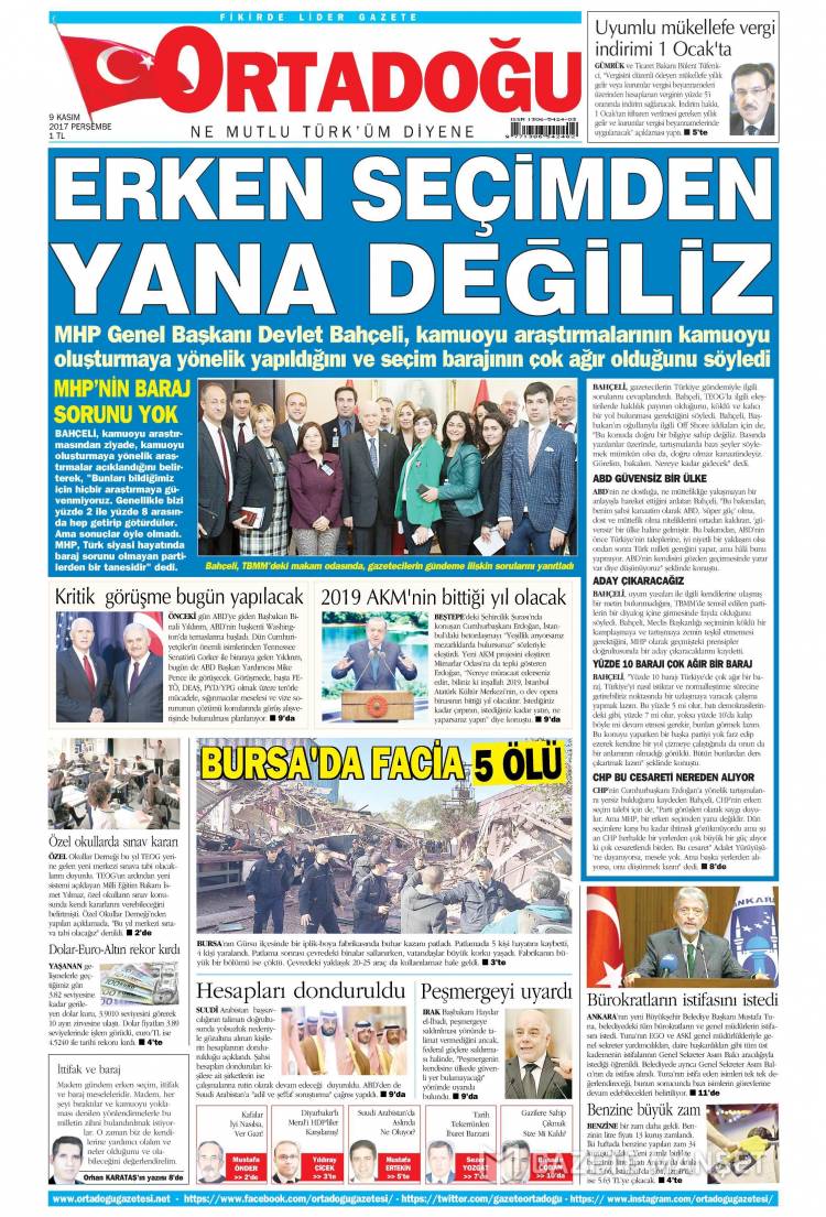 Günün Ulusal Gazete Manşetleri - 09 11 2017 14