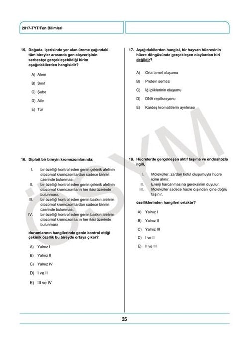 YKS örnek soru kitapçığı yayımlandı 38