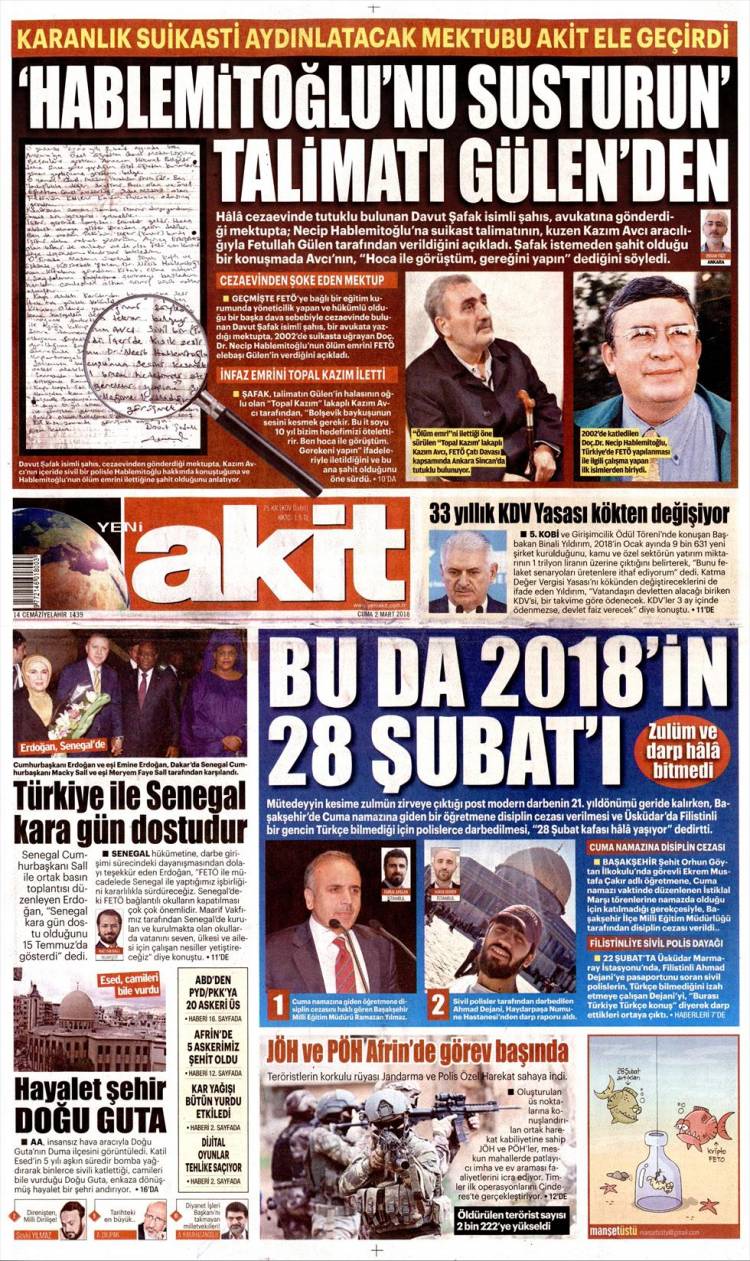 Günün Ulusal Gazete Manşetleri - 02 03 2018 19