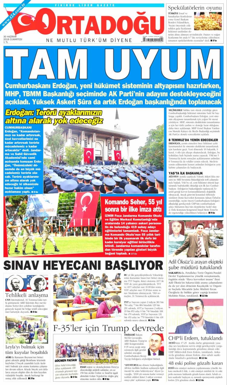 Günün Ulusal Gazete Manşetleri - 30 06 2018 12