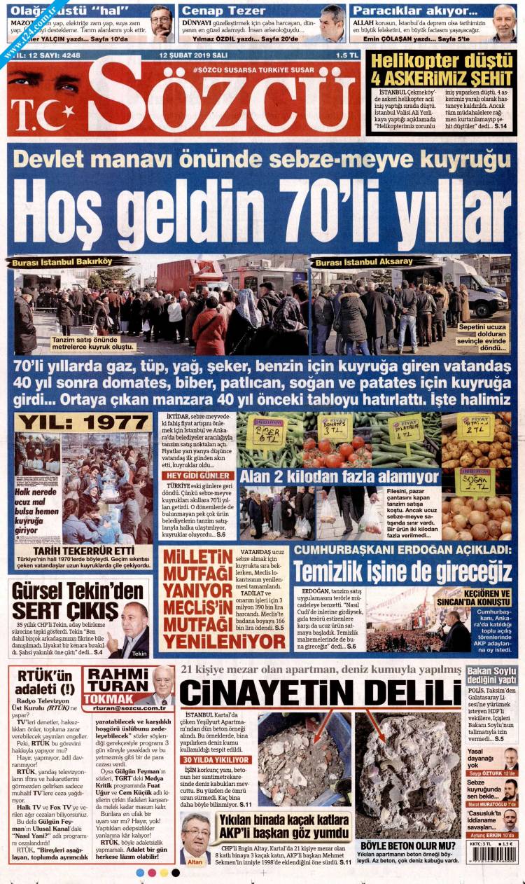 Günün Ulusal Gazete Manşetleri - 12 02 2019 14