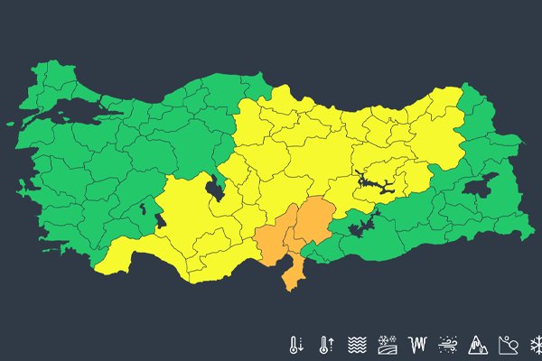 Meteoroloji'den 32 il için sarı ve turuncu kodlu uyarı